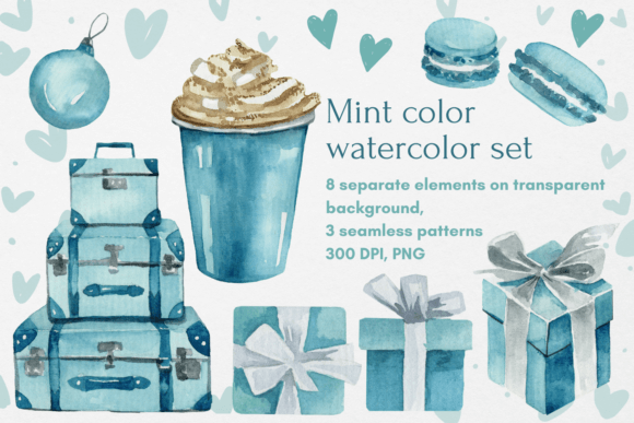 Download Mint Watercolor Clipart with Giftbox - Giftbox Collection