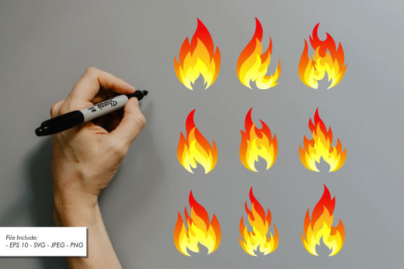 Download Set of Fire Flames Vector Illustration. - Flames Collection