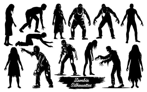 Download Zombie Silhouettes Vector Art - Zombie silhouettes Collection
