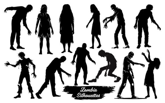 Download Zombie Silhouettes Vector Art - Zombie silhouettes Collection