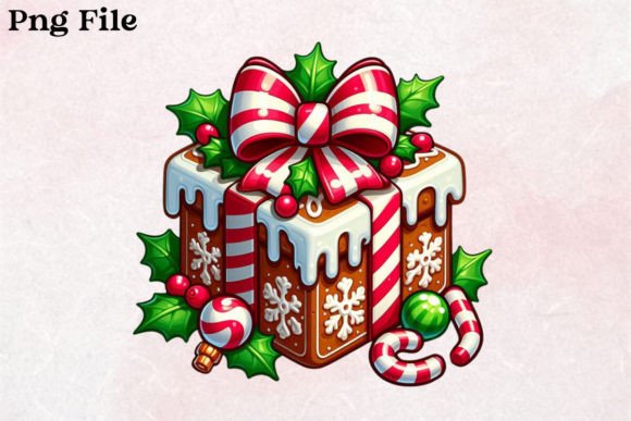 Download Watrecolor Gingerbread Giftbox Clipart - Giftbox Collection