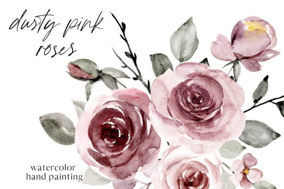 Download Dusty Pink Roses, Watercolor Png - Dusty pink Collection