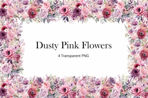 Download Dusty Pink Flowers Clipart Set - Dusty pink Collection
