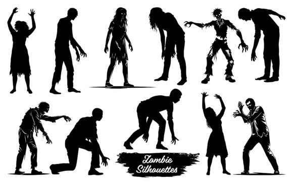 Download Zombie Silhouettes Vector Art - Zombie silhouettes Collection